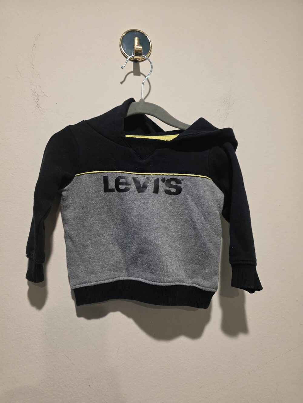 Levi's Kids Black Gray Colorblock Pullover Hoodie Sweatshirt Size 9M